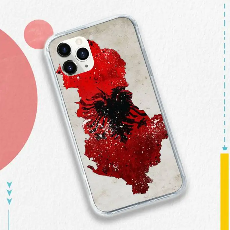 

Albania flag logo pattern luxury protective Phone Case funda for iPhone 11 12 pro XS MAX 8 7 6 6S Plus X 5S SE 2020 XR