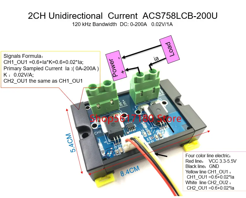 Acs758ecb acs758 200U 2ch однонаправленный ток стандартная полоса пропускания 120 кГц
