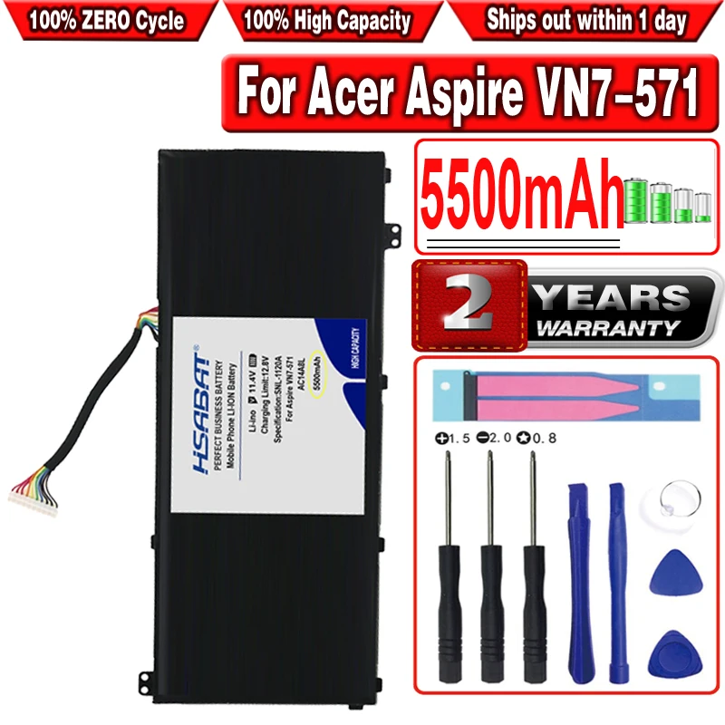 Аккумулятор HSABAT 5500mAh AC14A8L для Acer Aspire VN7-571 VN7-571G VN7-591 VN7-591G MS2391 KT.0030G.001 | Компьютеры и