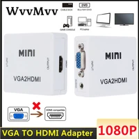 mini vga to hdmi compatible converter vga2hdmi video box audio adapter 1080p for notebook pc hdtv projector tv portable
