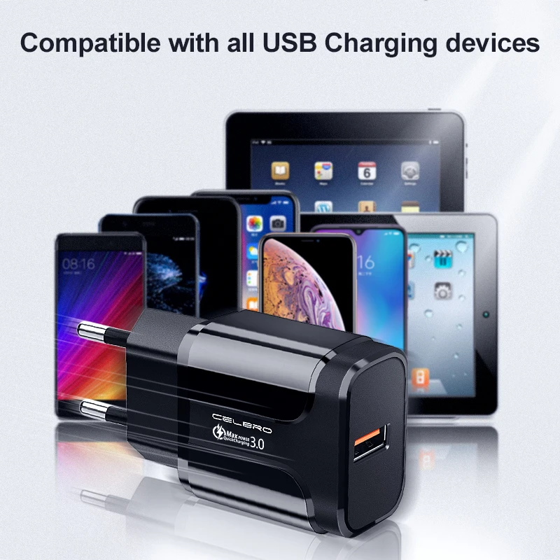 18 Вт Usb зарядное устройство Быстрая зарядка 3 0 QC3.0 портативный зарядный разъем ЕС