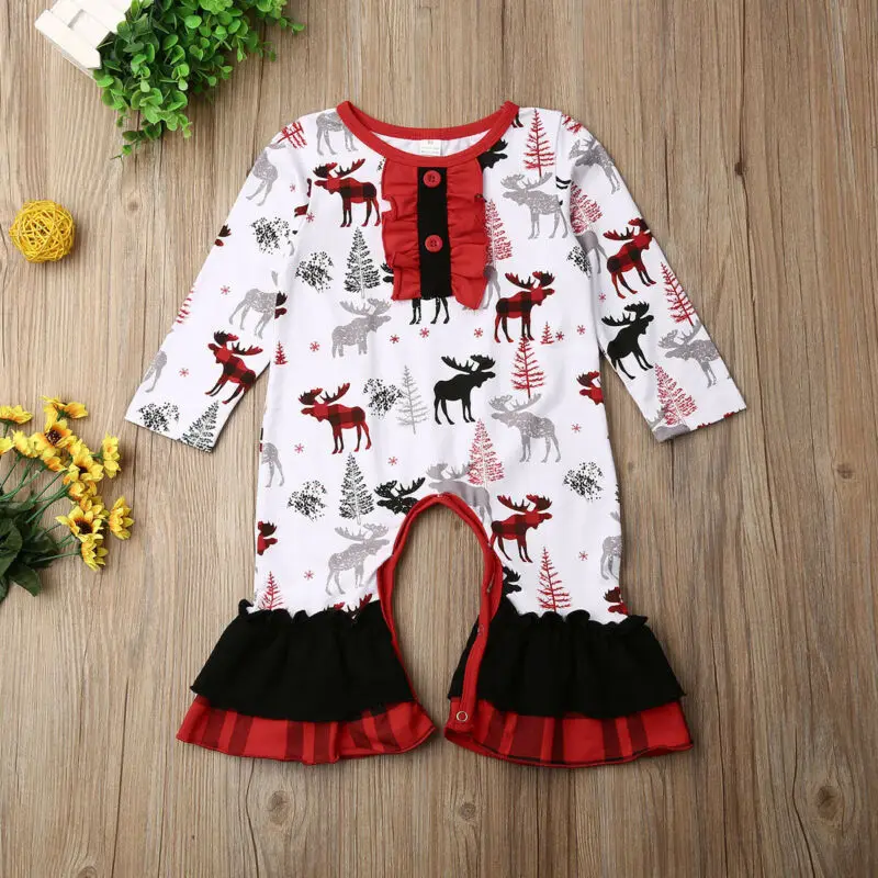 Комбинезон для новорожденных девочек Рождественская Одежда комбинезон с