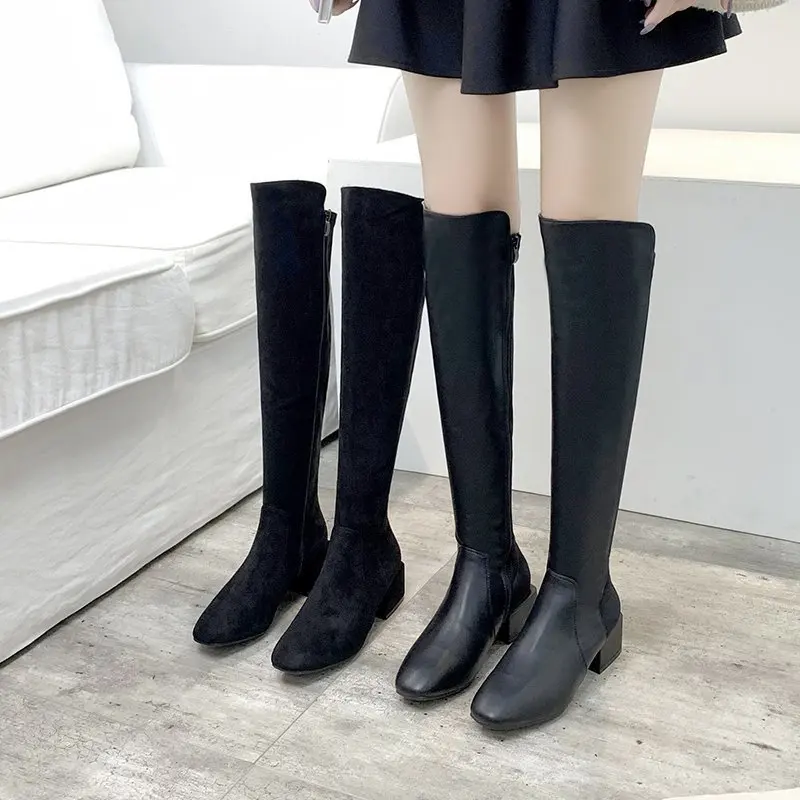 Black Boots Female Women Shoes Knee High Spring Autumn Boots Women Knee High Long Boots Sexy Fashion Boot Heels for Girls