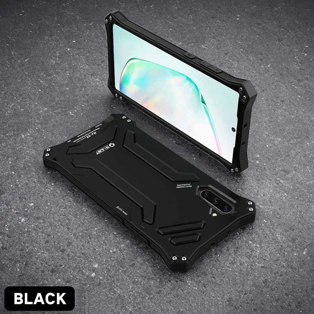 black R-JUST серии Gundam металлический бампер для SAMSUNG Galaxy Note 10 Plus S10 S10 Plus Броня Doom алюминиевый корпус Чехол - Цвет: black