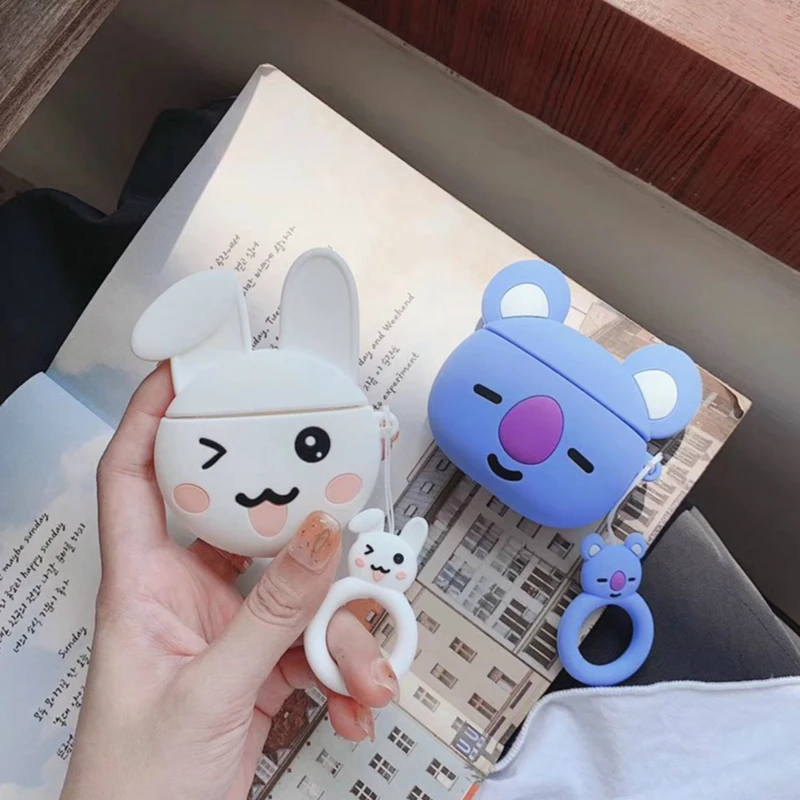 3D чехол для наушников для Airpods, чехол, силиконовый чехол с милым медведем для Apple Air pods 2, чехол для Earpods, чехол, ремешок для наушников 1