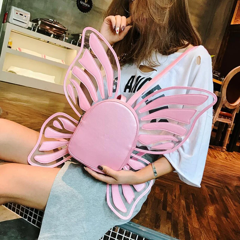 Веселые рюкзаки с бабочками женские прозрачные розовые Школьные Сумки из