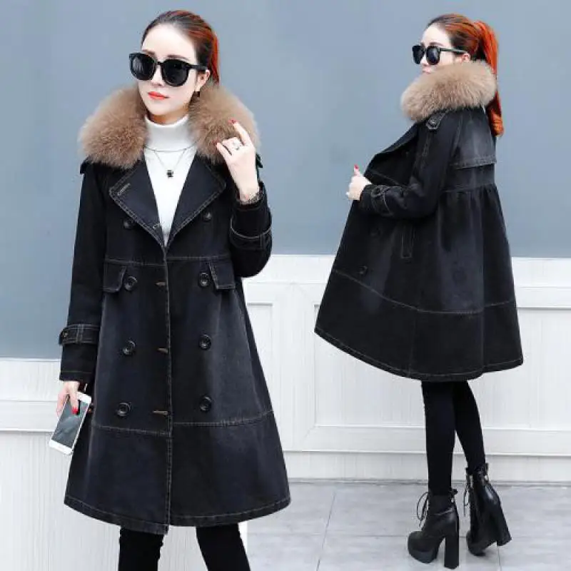 Модные женские зимние куртки 2019 Новые Длинные рукава Твердые двубортные средней