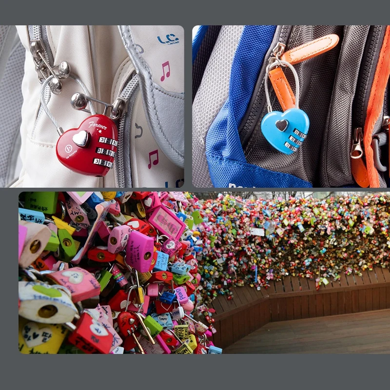 

Heart-Shaped Padlock Combination 3 Dial Digit Password Lock Luggage Password Padlock Travel Travel Backpack Anti-Lost Locks