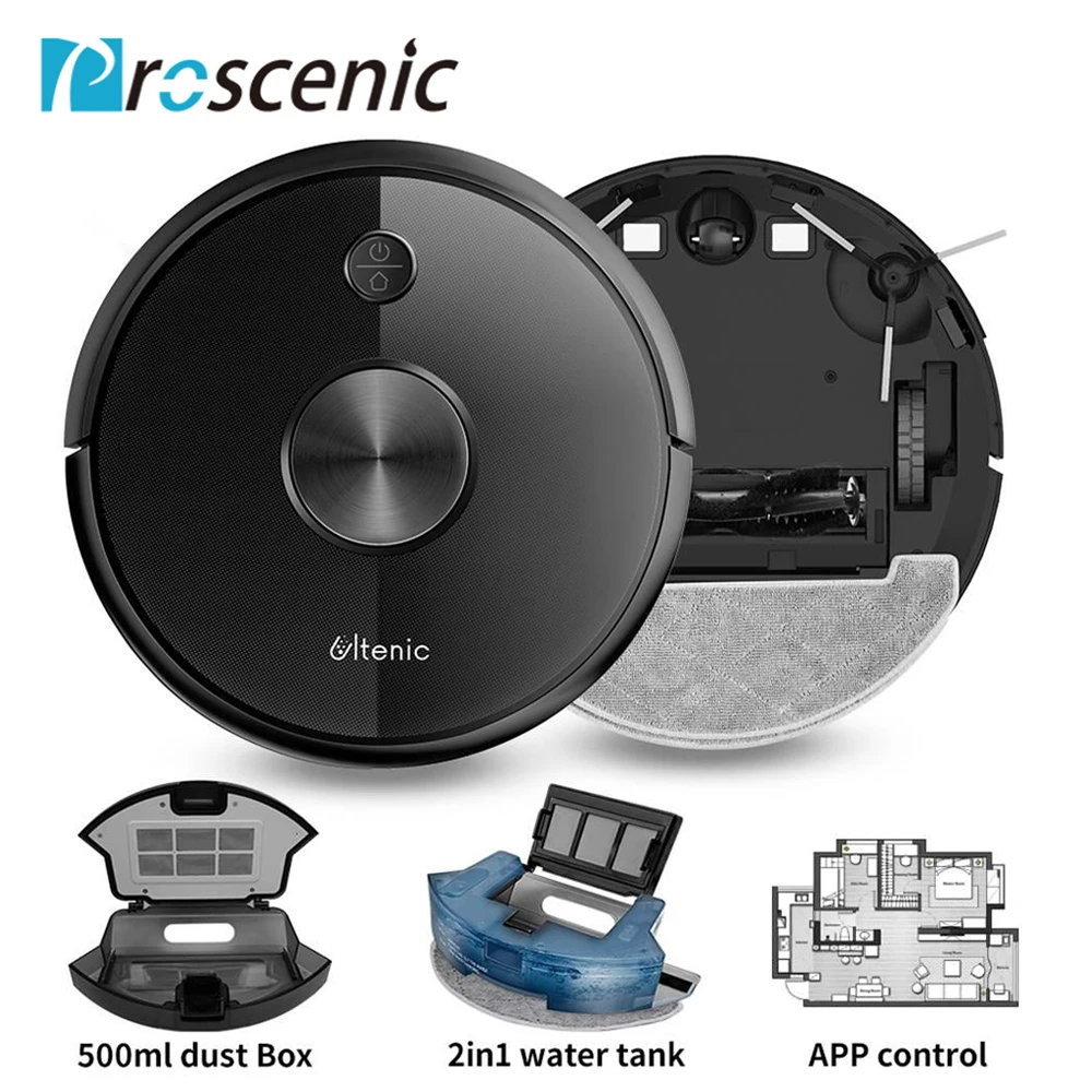 Proscenic Ultenic D5S робот пылесос 2200Pa всасывания Wi Fi и Alexa Управление 2 в 1 для чистки авто