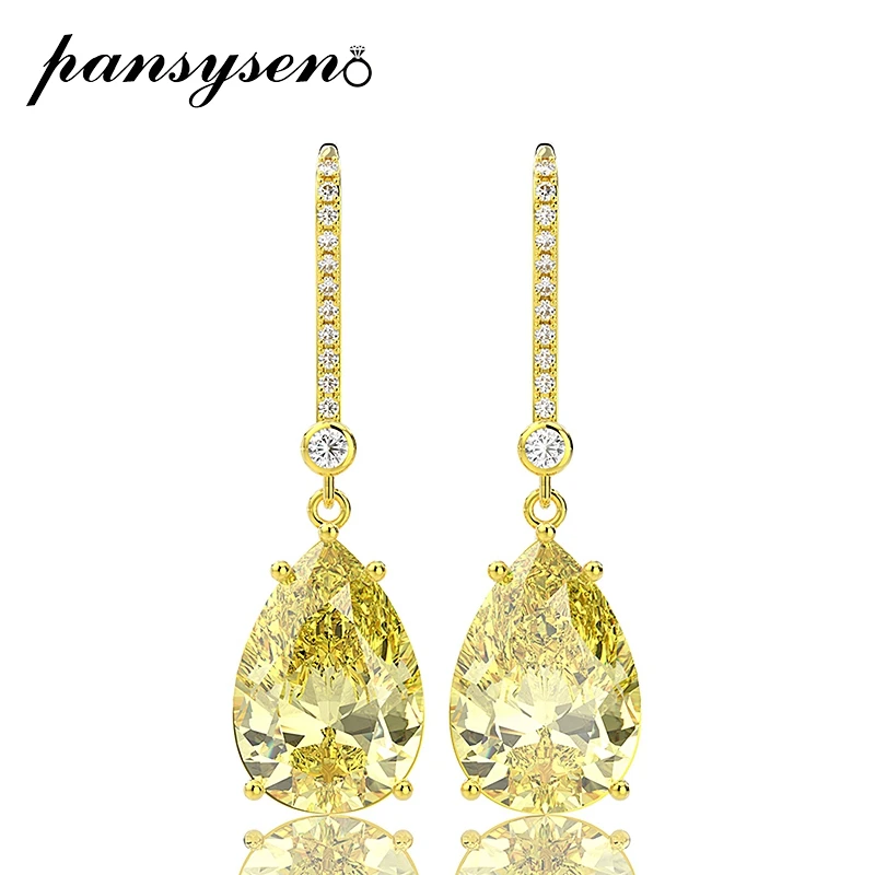 Женские серьги-подвески с цитрином PANSYSEN золотистые однотонные серьги из