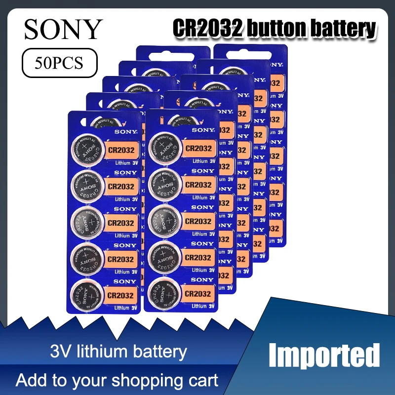 50 шт. Литиевые кнопочные батарейки для часов SONY CR2032 3 в CR 2032 DL2032 ECR2032 BR2032|Часовые