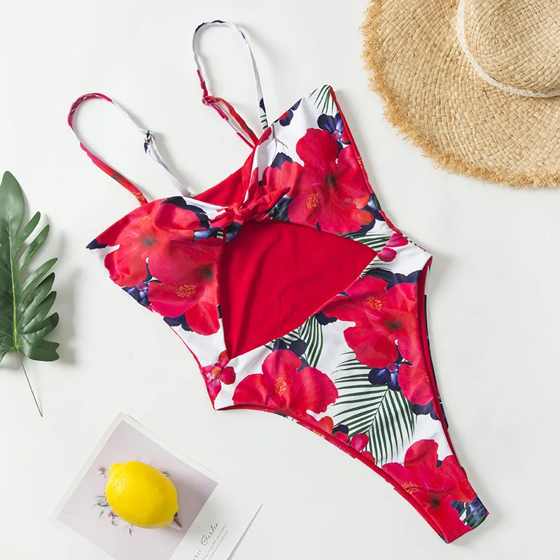 

2020 Women One Piece Swimsuit Female Solid Cross Back Swimwear Monokini Brazilian Knot High Cut Bathing Suit traje de bao mujer