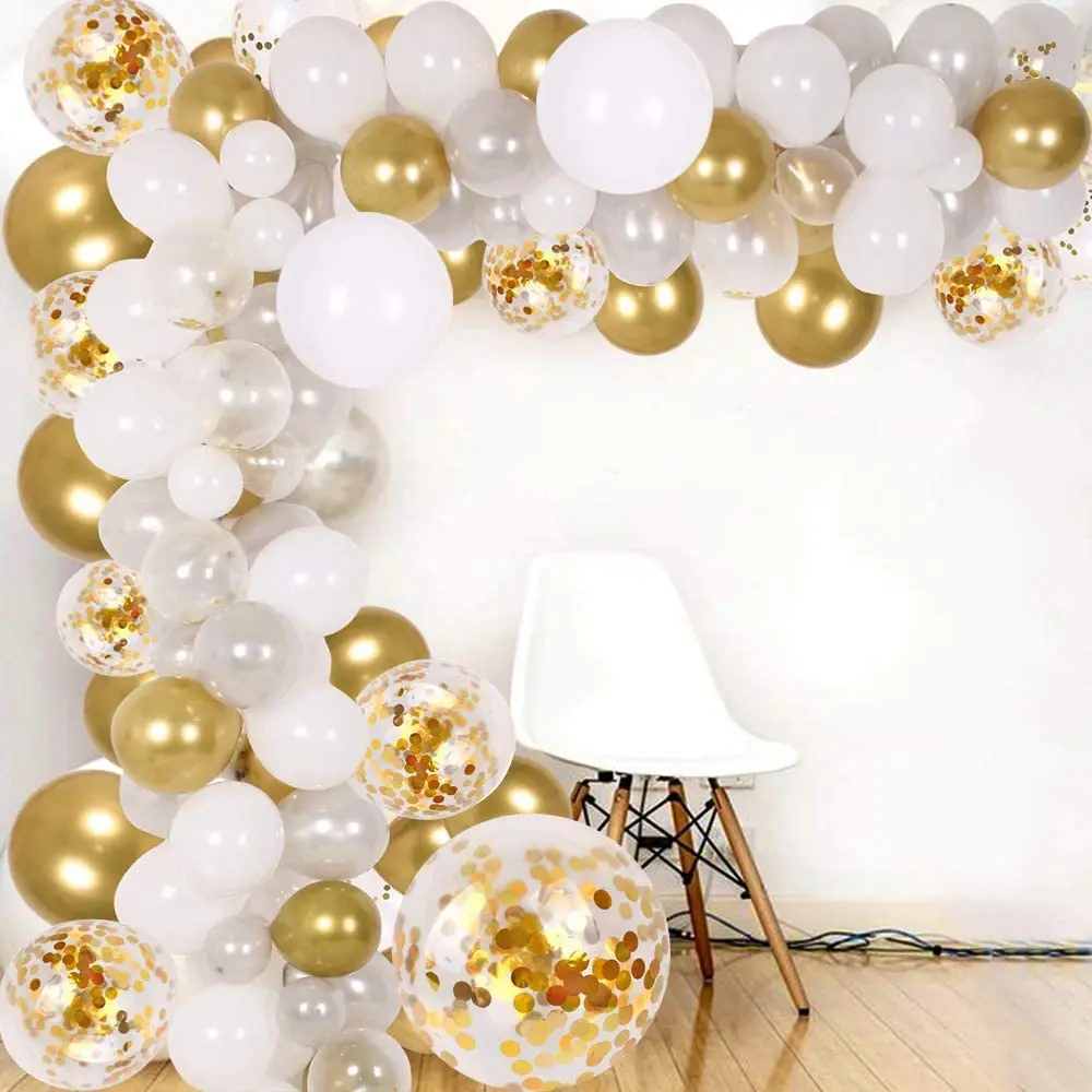 

91PCS Multi Size DIY Three Color Aluminum film Balloon Combination Square Round Arch Deco Birthday Party Wedding Interior Deco