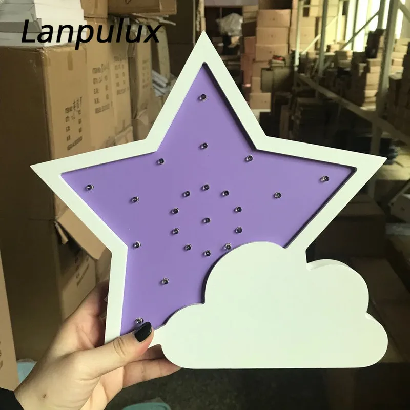 Lanpulux 3D деревянная звезда луна лампа милый мультфильм светильники дети ребенок украшение для детской спальни ночные светильники настенные настольные изделия