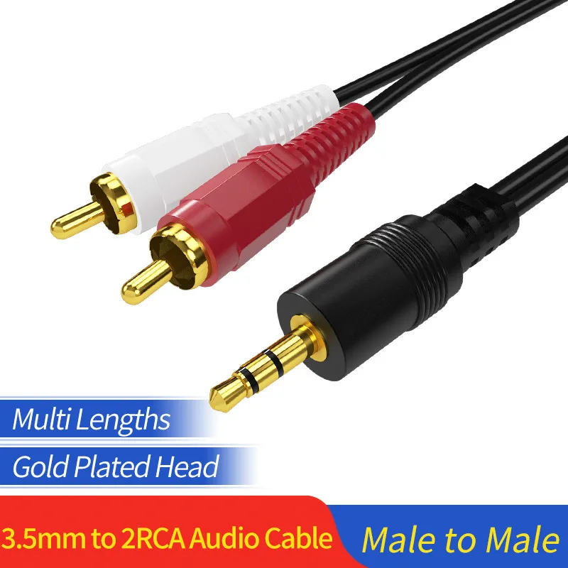 

RCA Cable 3.5mm to 2RCA Auxiliary Stereo Audio Y Splitter Cord Gold Plated 3.5 Male Jack Double RCA Cable for TV Box Speaker