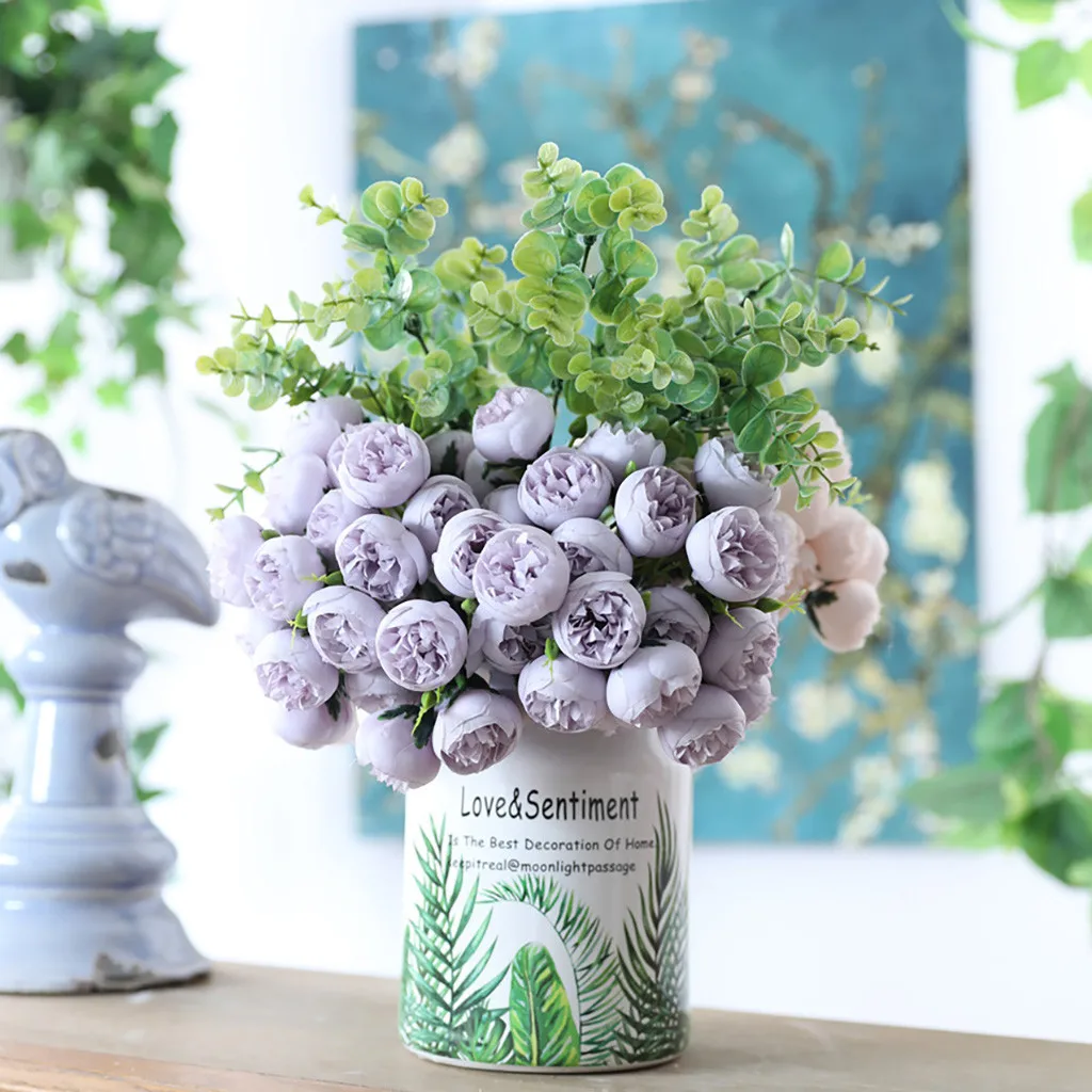 

27 Heads Artificial Fake Flower Camellia Rose Bouquet Silk Flower Wedding Party Home DIY Artificial Flower