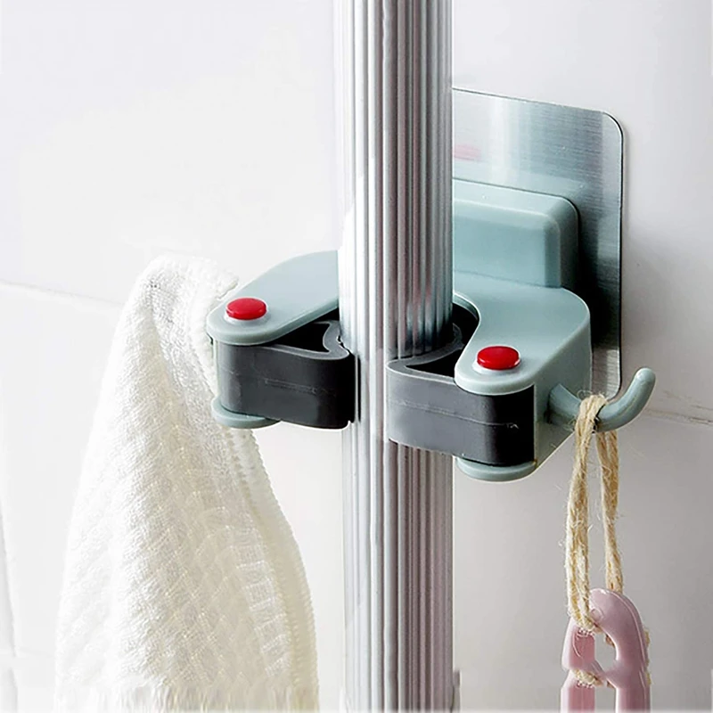 

Mop Clips Wall Mounted Broom Hanger Self Adhesive Kitchen Tool Hooks for Home Bathroom Kitchen,6 Pcs