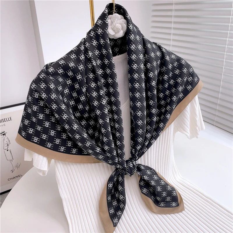 

Luxury Brand Scarf Women Hijabs Muslim Headband Design Twill Silk Square Scarfs Lady Shawl Wrap Bandana Neckerchief Foulard New