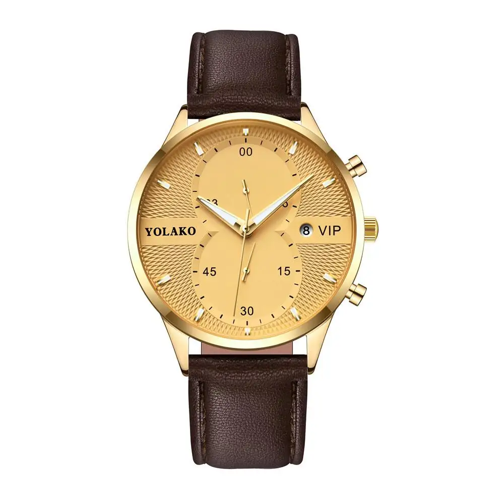 

Men's Fashion Date Alloy Case Synthetic Leather Analog Quartz Sport Watch Male Clock Top Brand Luxury