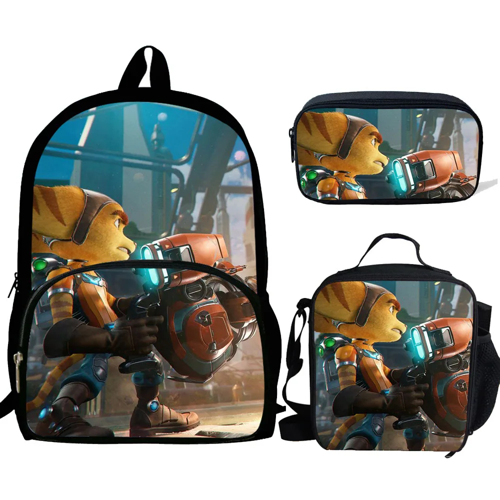 

New Hot 3Pcs/Set Ratchet & Clank Printed School Bags Popular Backpack Teenagers Boys&Girls Bookbag Mochila Casual Backpack