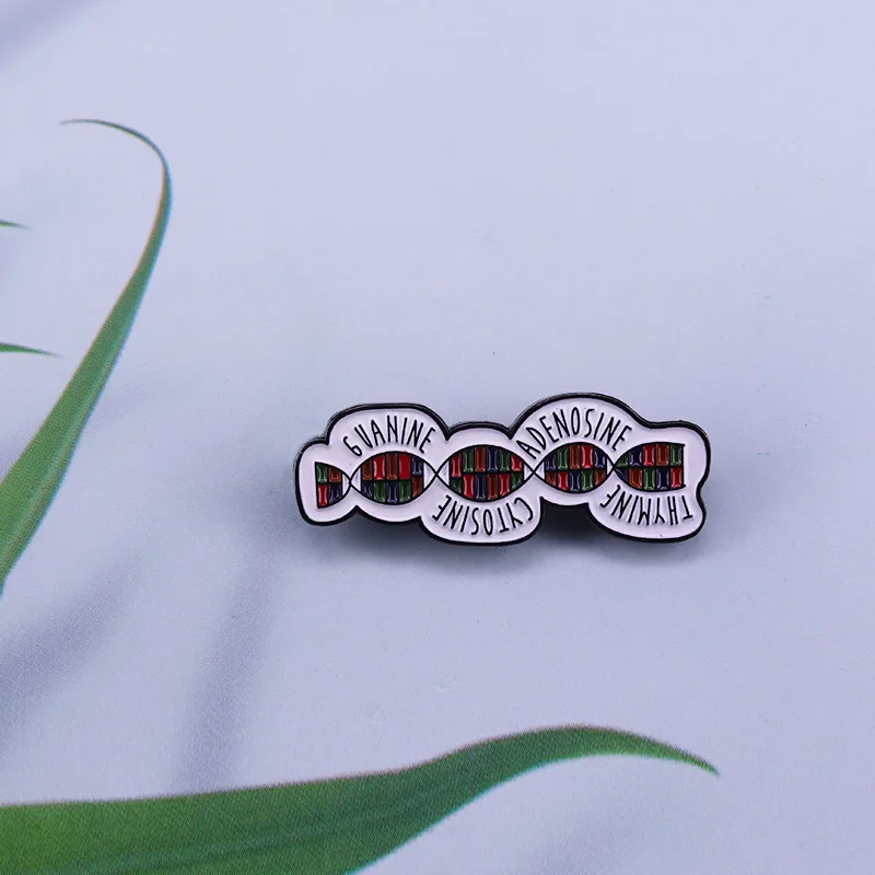 Брошь с геометрической эмалью изображением нейрона ДНК научная биология |