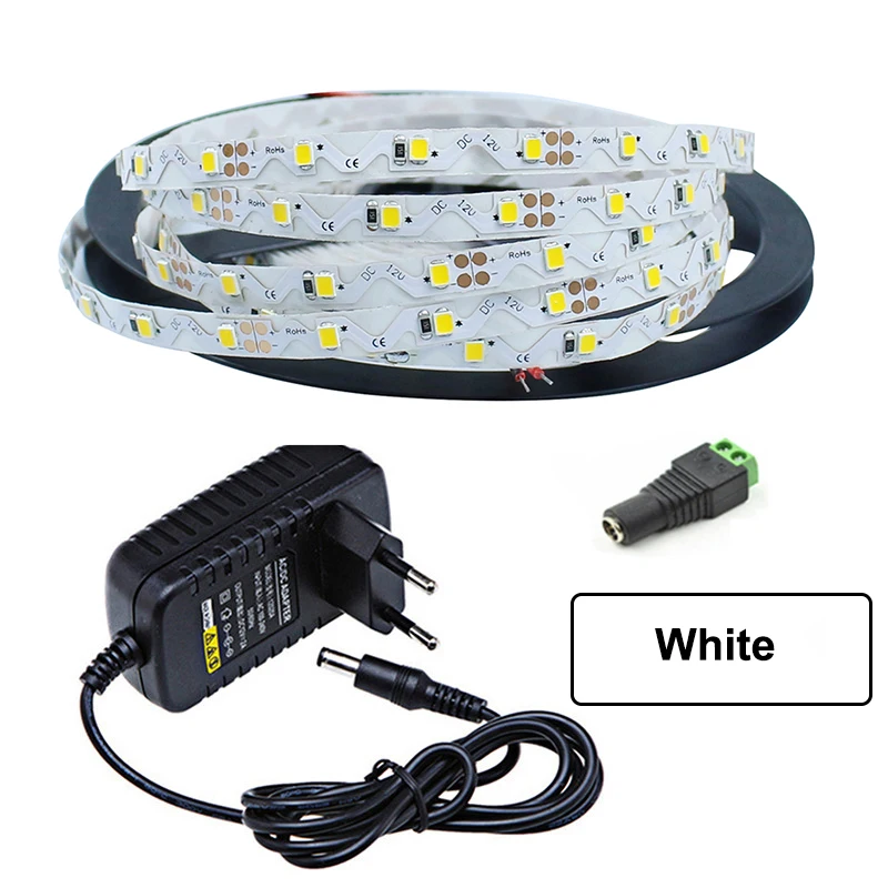 White 5M Set Светодиодная лента s-образной формы SMD 2835 12 В постоянного тока 5 м 300 светодиодный гибкий светодиодный ленточный светильник с подсветкой буквенный рекламный светильник DC 12 В+ пульт дистанционного управления - Испускаемый цвет: White 5M Set