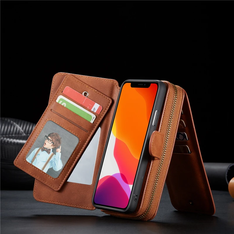 Для iPhone 11 pro max Роскошный кошелек на молнии кожаный чехол для iPhone 5S 6s Plus 7 8 Plus X Xr Xs Max Магнитный чехол много отделений для карт