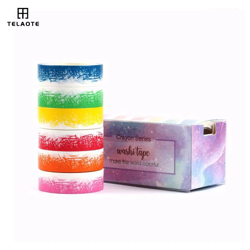 

Лента Washi в коробке из 6 рулонов, искусственный карандаш, рандомный набор, ширина 15 мм, Васи-лента, Осенний декор, искусственный журнал