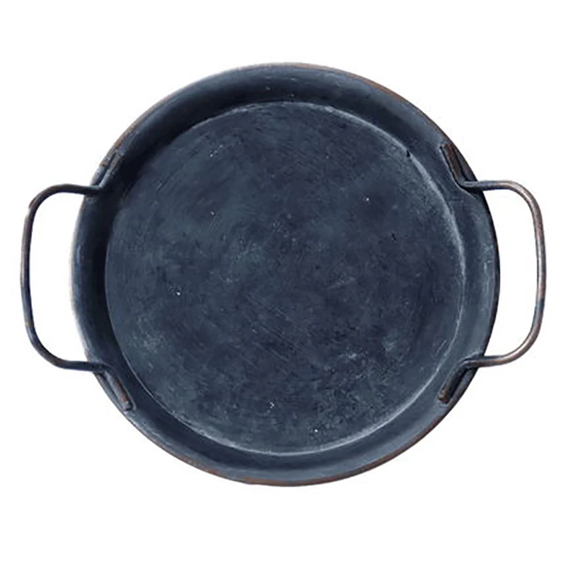 Декоративный поднос для сервировки металлический ретро ручной работы Круглый