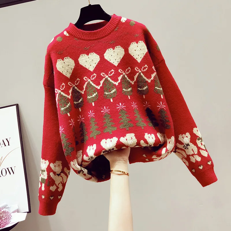 

Женский пуловер, рождественские свитера 2022, рождественские Топы с длинным рукавом и воротником-стойкой, свитер 2022, одежда для рождественско...