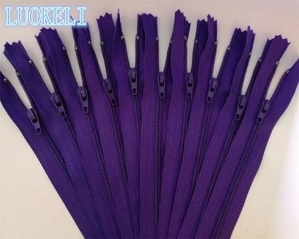 Deep Purple 50 шт. 3#(8 дюймов) 20 см Закрытая нейлоновая катушка на молнии портной процесс шитья многоцветная опционально - Цвет: Deep Purple