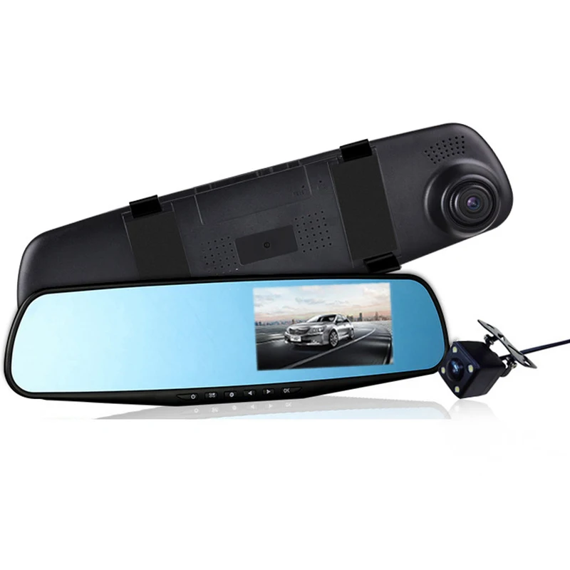 4,3 дюймов зеркало заднего вида автомобиля dvr Full HD 1080P вождение автомобиля видео ночного видения 170 градусов Высокое разрешение сетка широкий угол