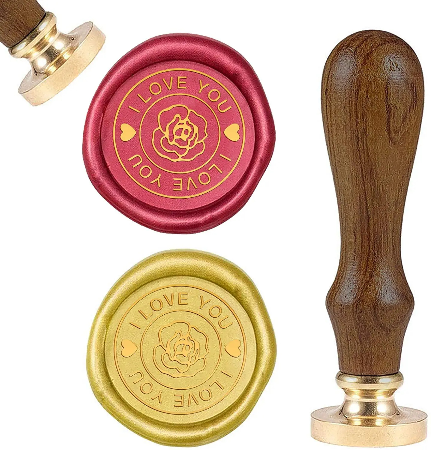 

1PC Rose Flower Pattern Wax Seal Stamp I Love You Sealing Wax Stamp for Wedding Invitations Gift Card Bottle Envelopes