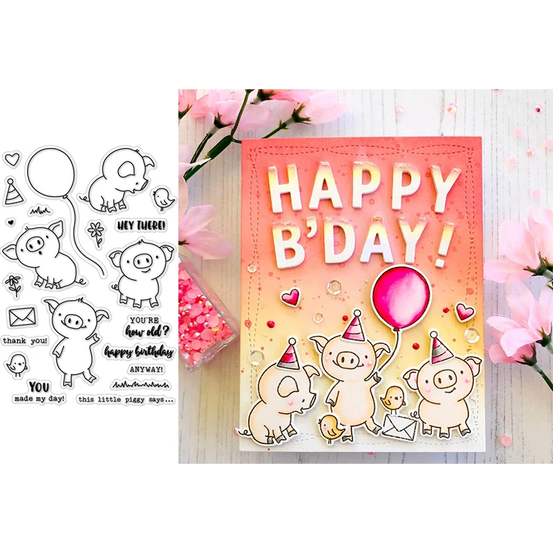 Милая благородная Толстая свинка маленькая птица цветок воздушный шар