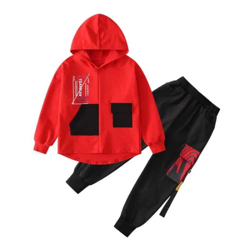 

Hooded Pullover Spring Autumn Boys Clothing Suits T-shirt + Pants 2pcs/Set Kids Teenager Toddler Sports Costume Tracksuit High Q
