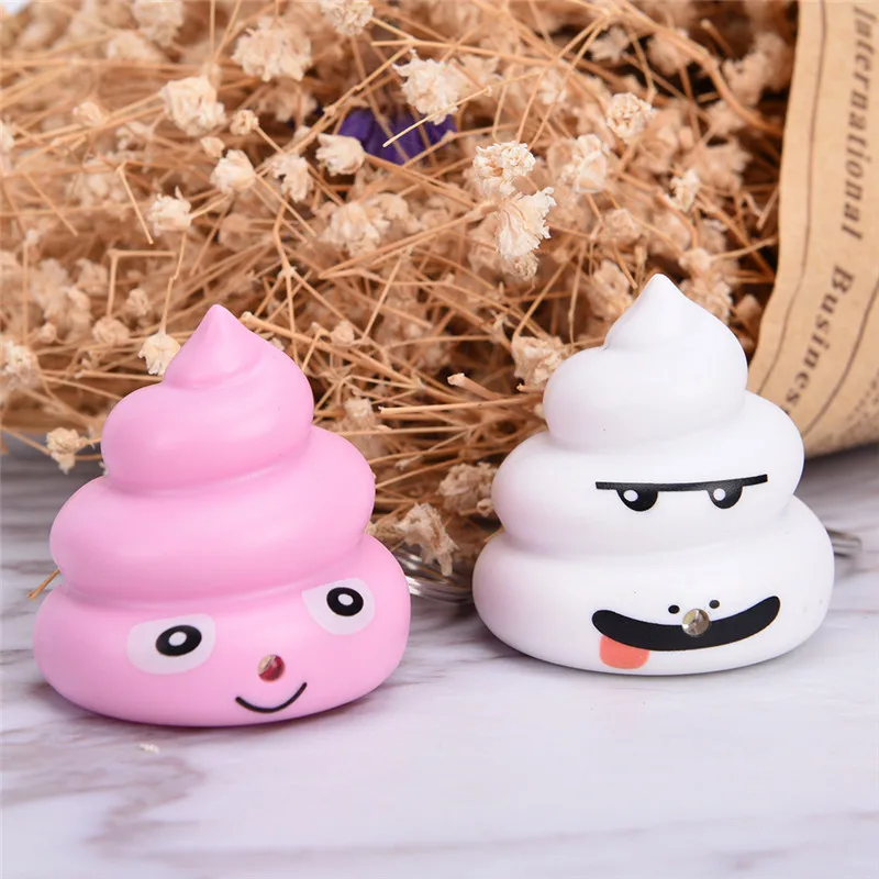 

Keychains Soft Poop Key Ring Sound Light LED Creative Decorative Gifts Fashion wholesale Multi-Color