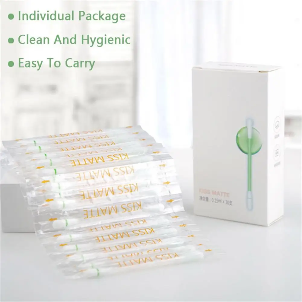 

30pcs/box Makeup Remover Cotton Swabs With Makeup Remover Liquid For Eye Lip Makeup Double-Head Disposable Cotton Buds Swab