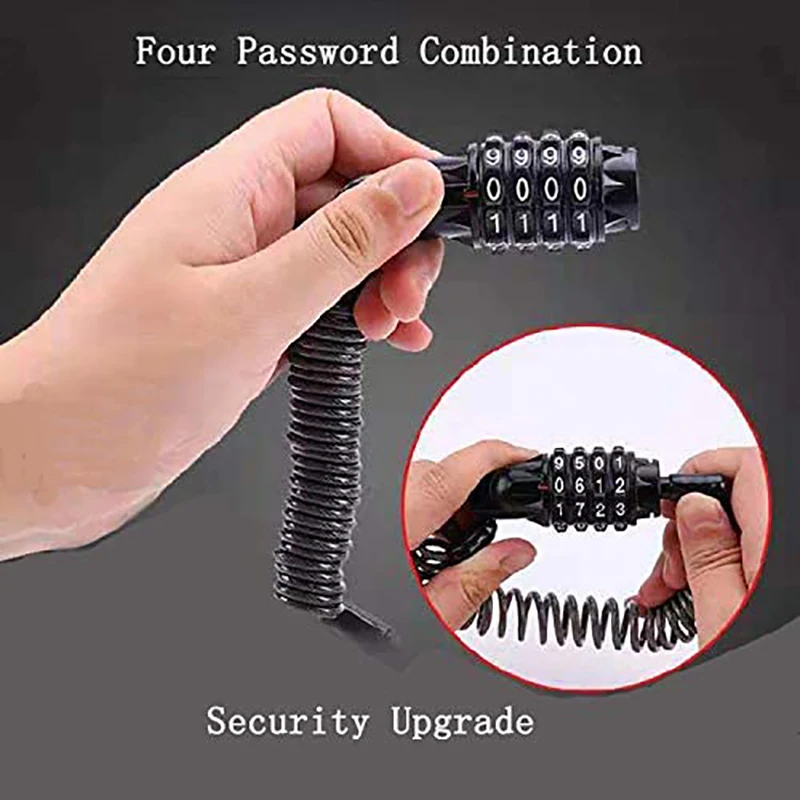 

Motorcycle Helmet Password Lock Cable Lock, Bicycle Helmet Anti-Theft Password Lock, Padlock Retractable Storage Bag