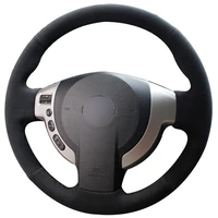 diy personalized super soft black suede car steering wheel cover for nissan qashqai x trail nv200 rogue