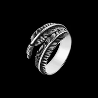 dodo ring 316l stainless steel jewelry punk biker unisex feather ring size 6 13