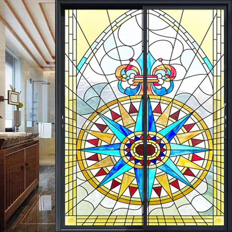 Церковная цветная матовая оконная пленка декоративная витражная наклейка