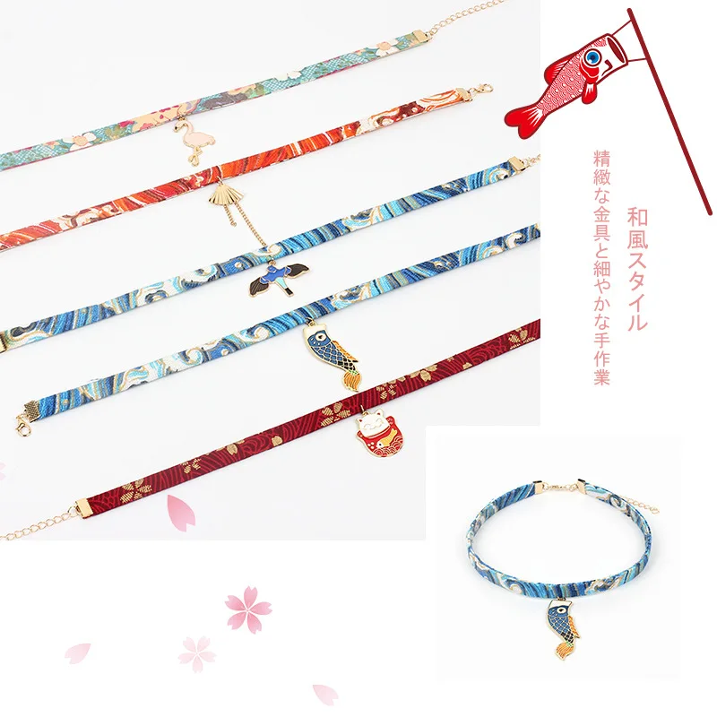 8 seizoenen Romantische Japanse Bloemen Gedrukt Choker Ketting voor Vrouwen Meisjes Accessoires Sakura Roze Kwastje Fan Ketting, 1 Stuk 8 seizoenen Romantische Japanse Bloemen Gedrukt Choker Ketting voor Vrouwen Meisjes Accessoires Sakura Roze Kwastje Fan Ketting, 1 Stuk