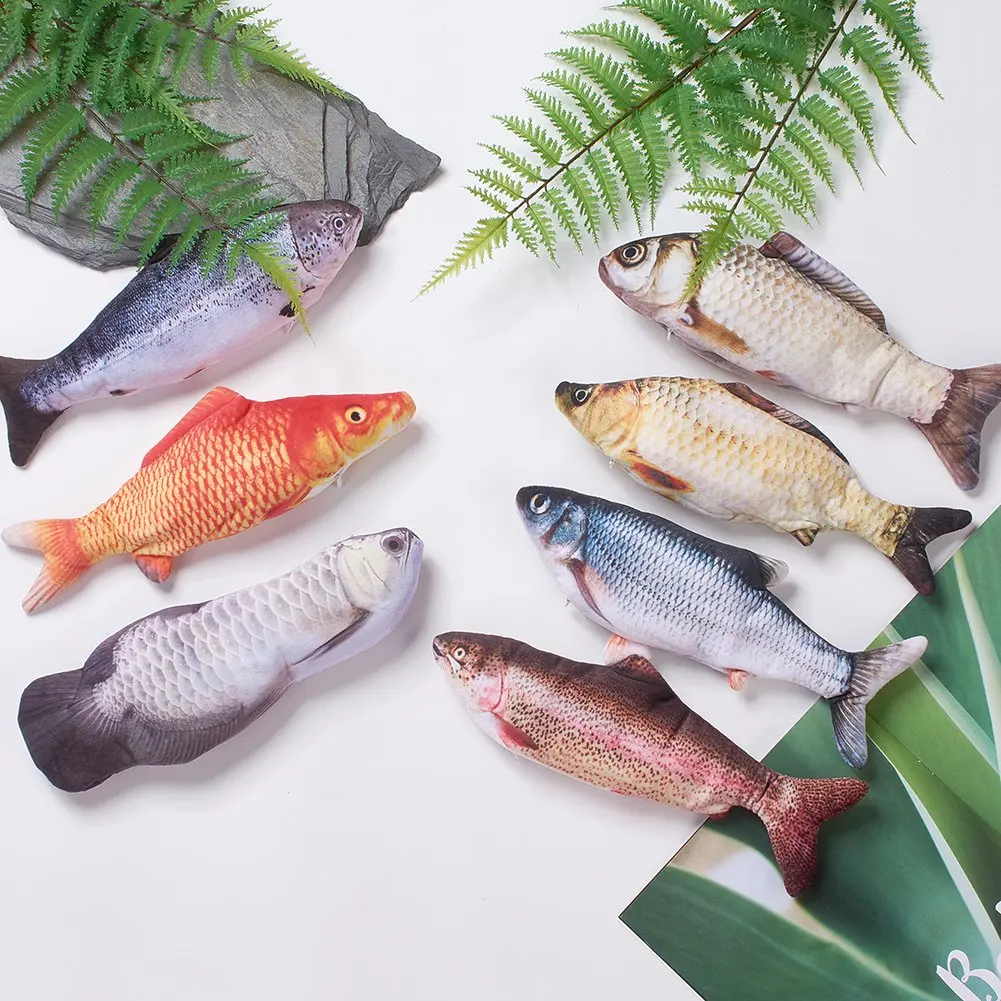 

Plush Electric Fish Kitty Toy Interactive Dancing Fish Carp Chewing Shaking Toys for Cat Dog USB Charger