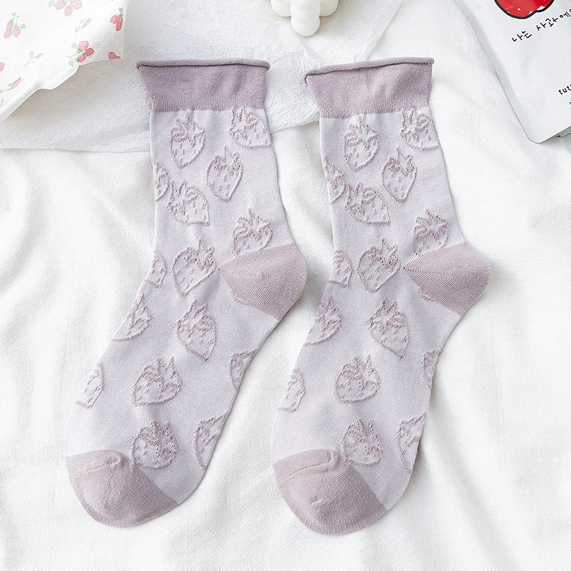 

Spring and Summer New Ladies Socks College Sweet Style Printing Fruit Shape Ladies Mid-tube Cotton Socks
