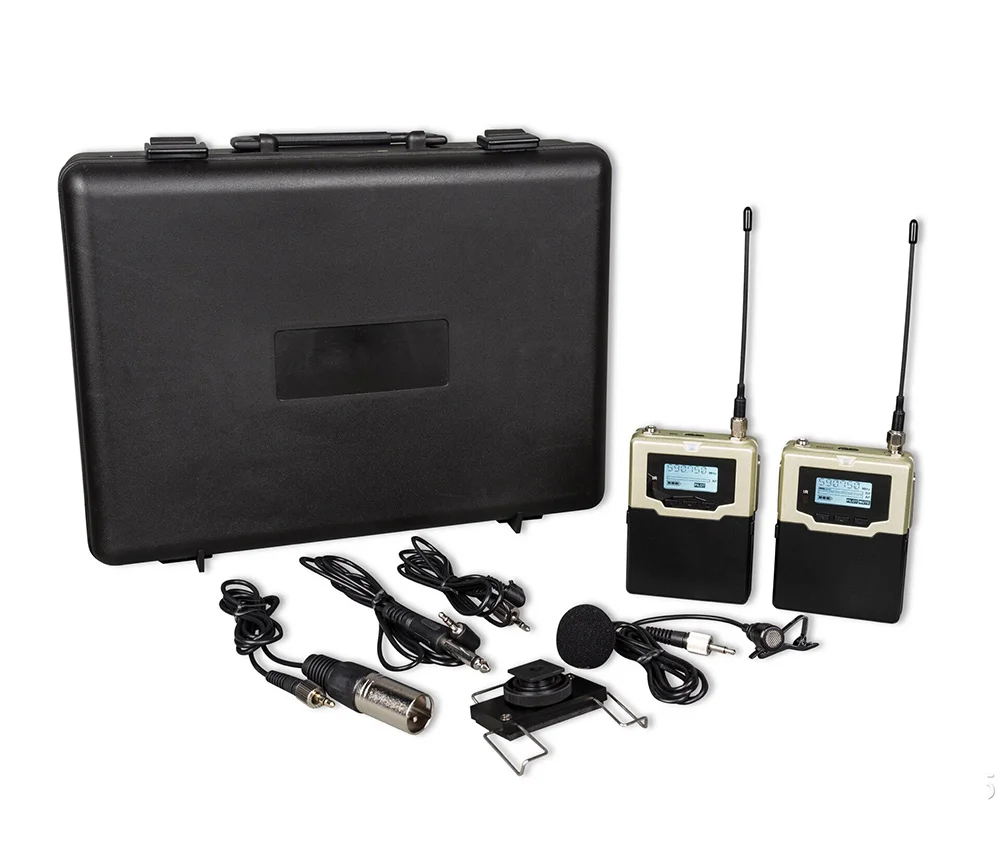YUEPU Professional Dual Beltpack Wireless Camera Microphone System UHF Cordless Mic for Camera