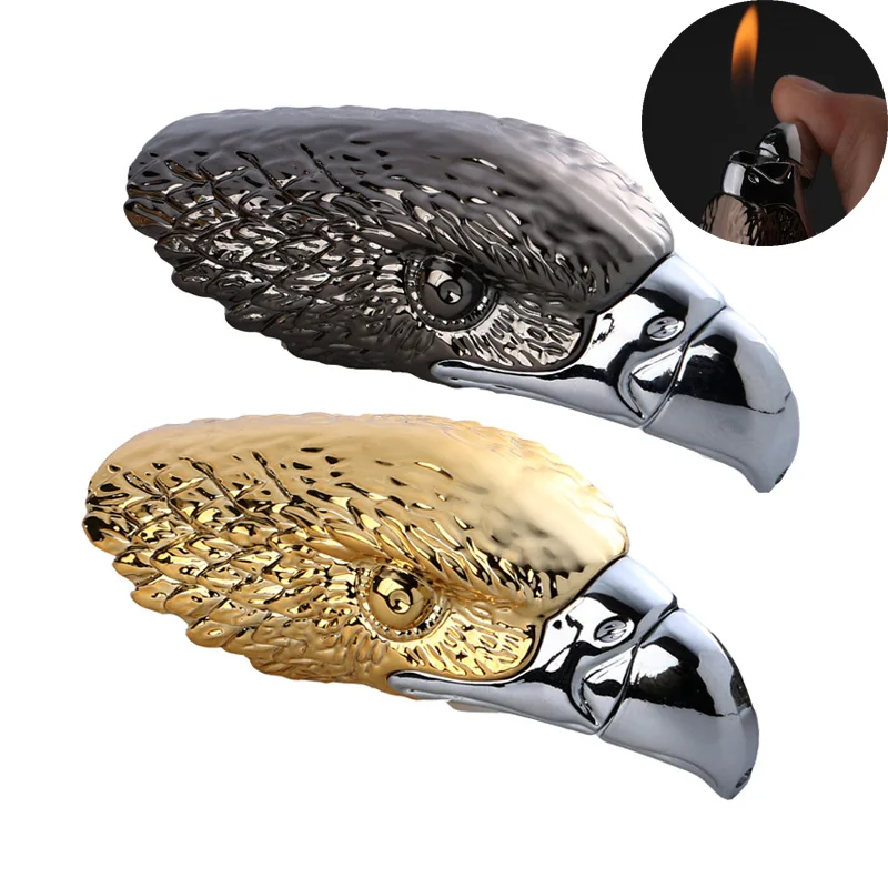 Индивидуальная зажигалка креативная газовая в форме головы орла Мужская