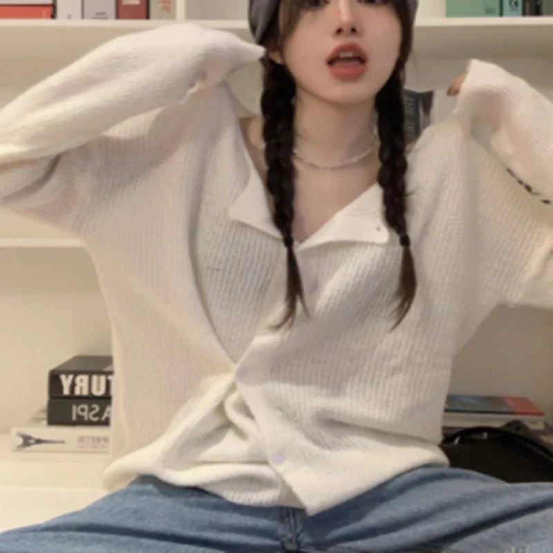 Зеленый вязаный кардиган 2021 Женский Осенний мягкий ветрозащитный Топ с длинным