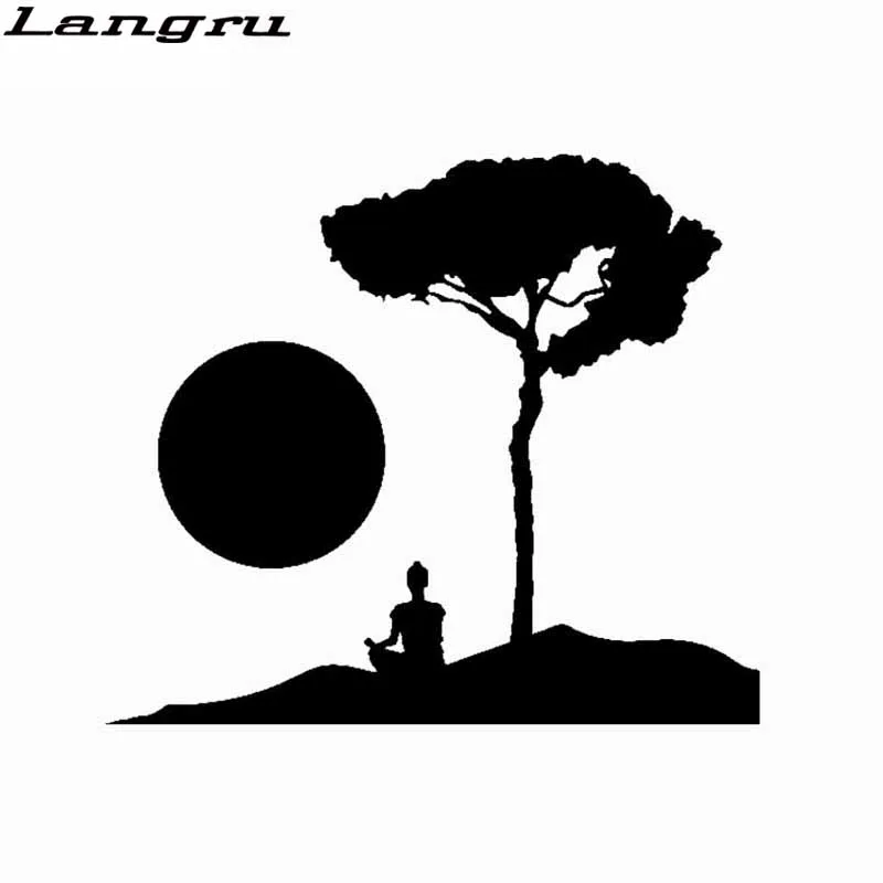 Виниловая наклейка Langru 16 см * 14 смешная Женская Йога для автомобиля и мотоцикла