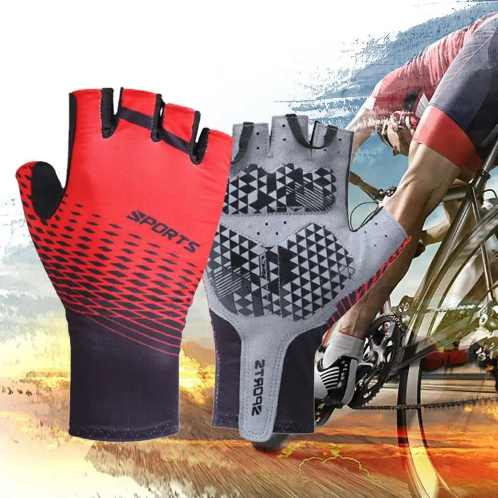 

50%HOTMen Gloves Thick Anti-slip Half Finger Shock-absorbing Gloves Mittens for Gym