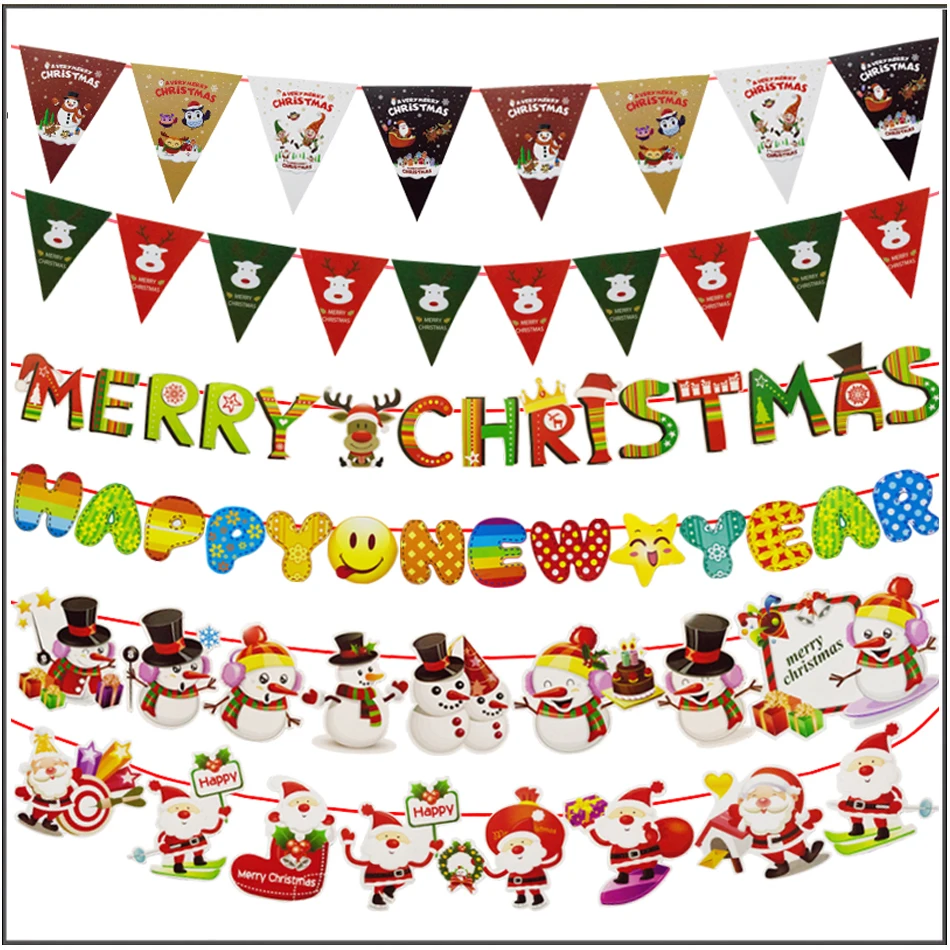 

Merry Christmas Banner, Happy New Year Slogan Christmas decorations, kindergarten classroom, shopping mall hall,